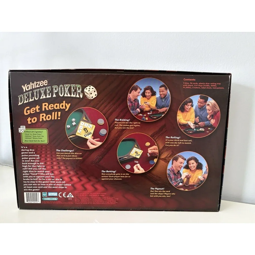 Yahtzee Deluxe Poker Dice Board Game 2005 Parker Brothers Rare Incl Instructions
